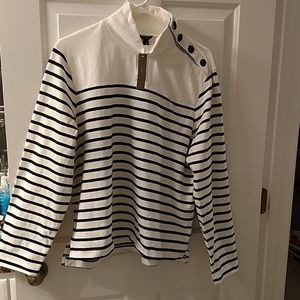 J Crew Striped Button Shoulder Turtleneck Top